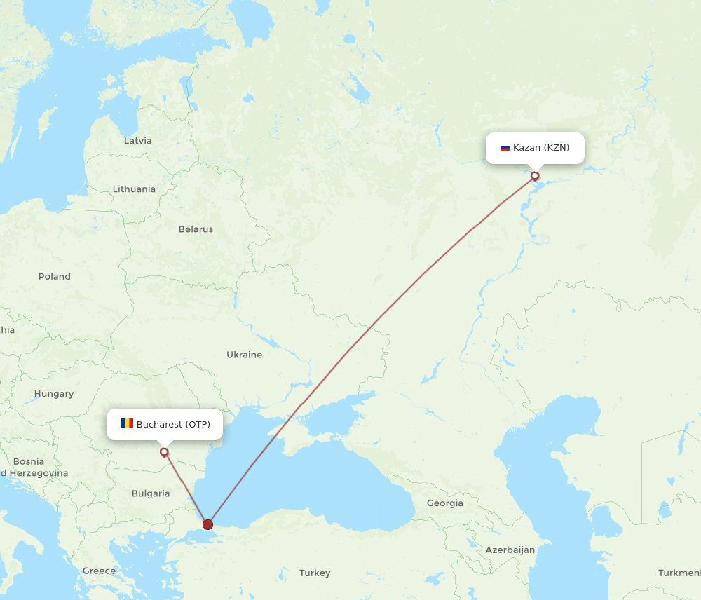 KZN-OTP flight routes
