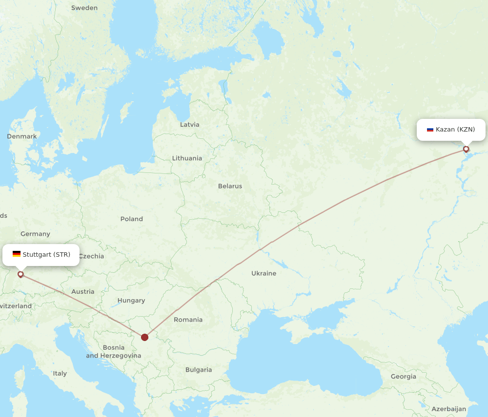 KZN-STR flight routes