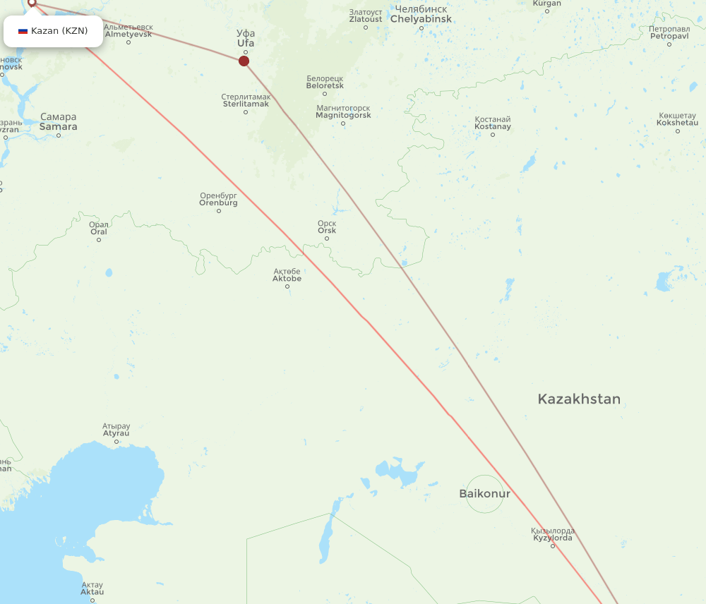 KZN-TAS flight routes