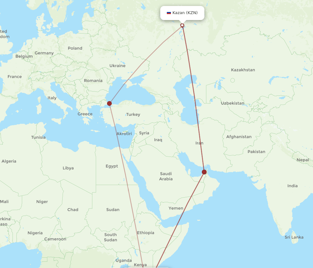 KZN-ZNZ flight routes