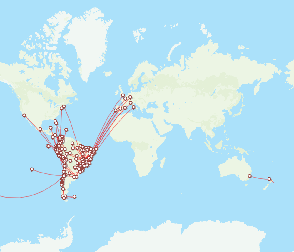 LATAM Airlines destination map