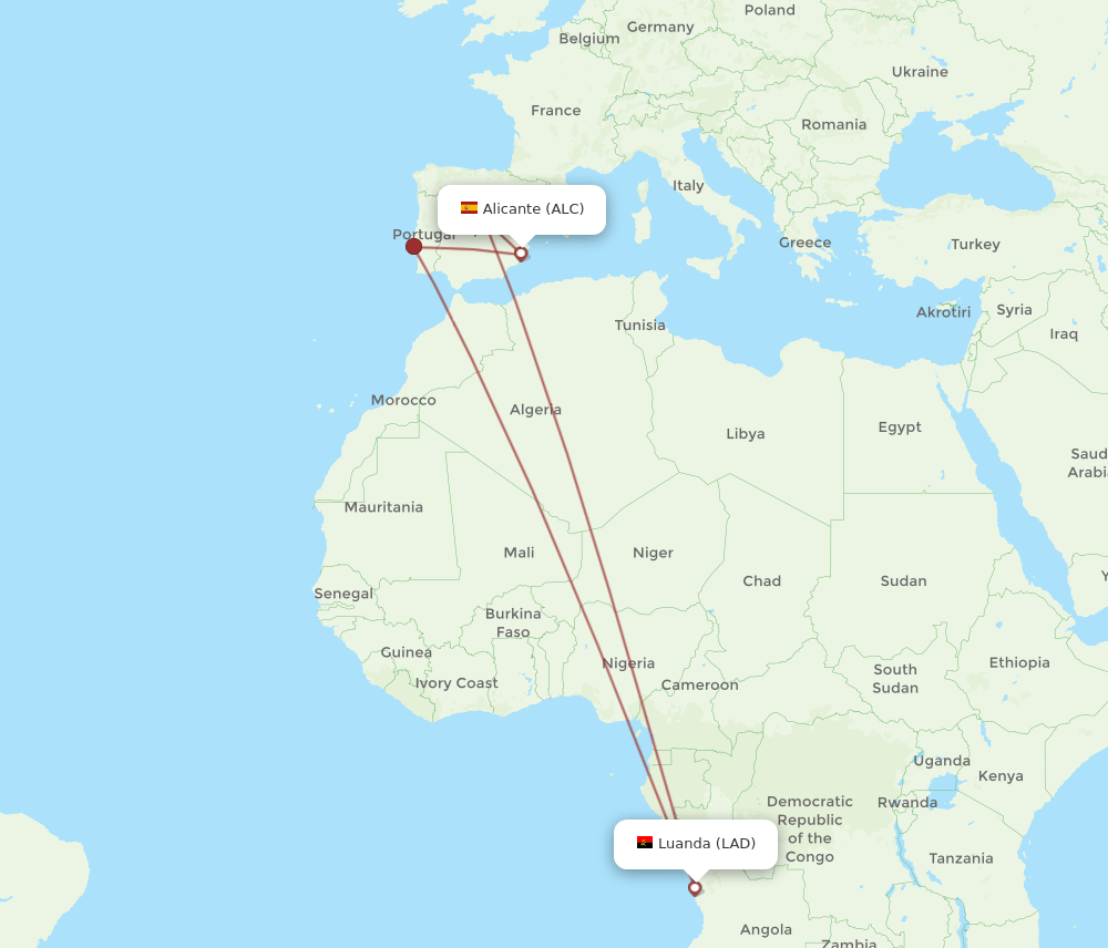 LAD-ALC flight routes