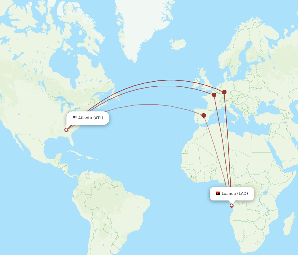 ATL to LAD flights and routes map