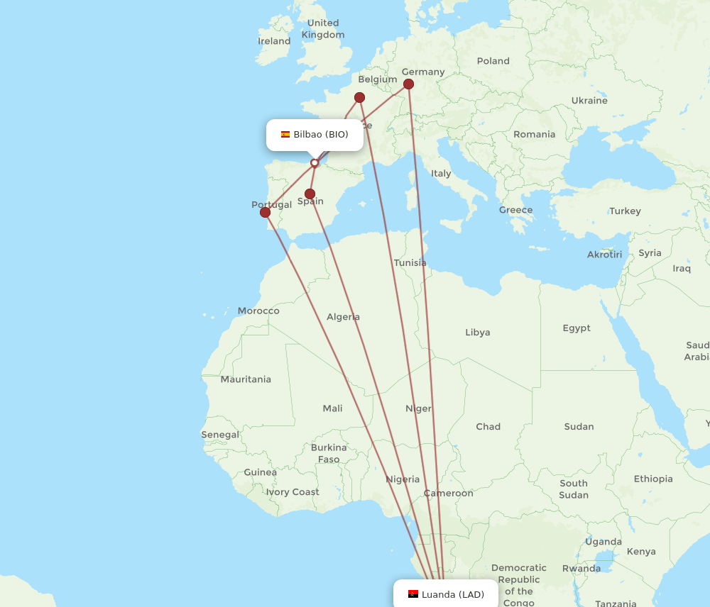 LAD-BIO flight routes