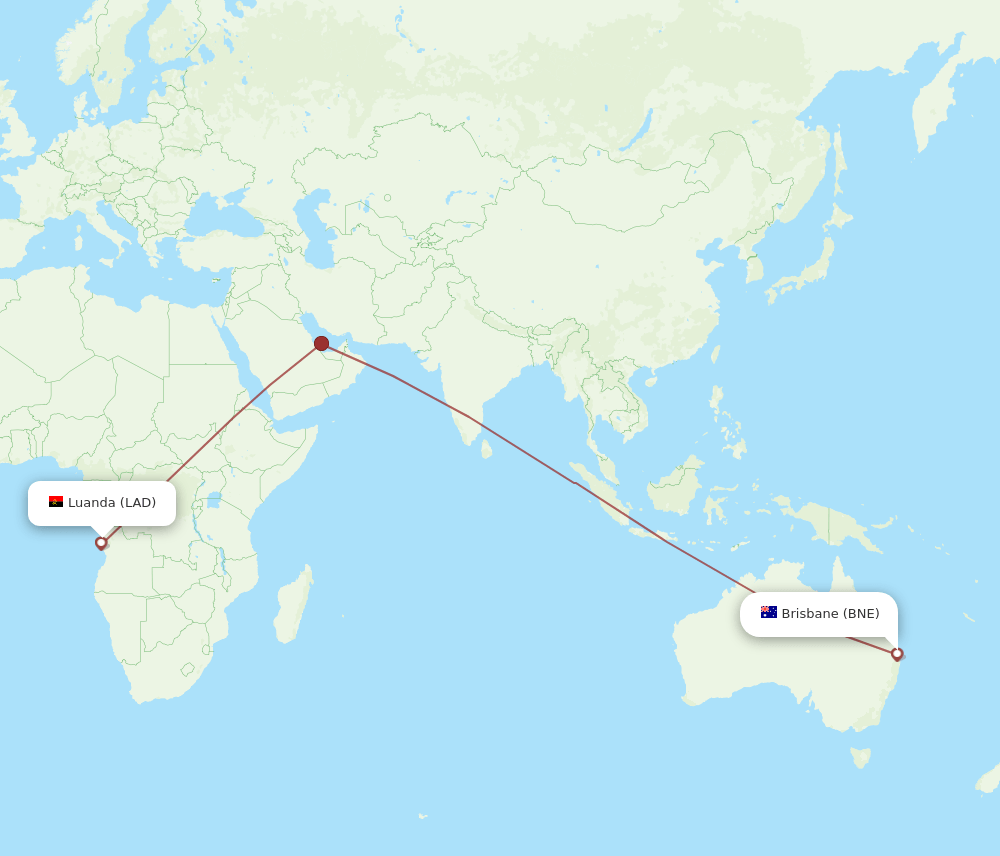 LAD to BNE flights and routes map