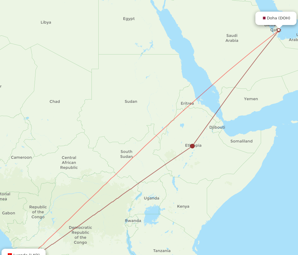 LAD-DOH flight routes