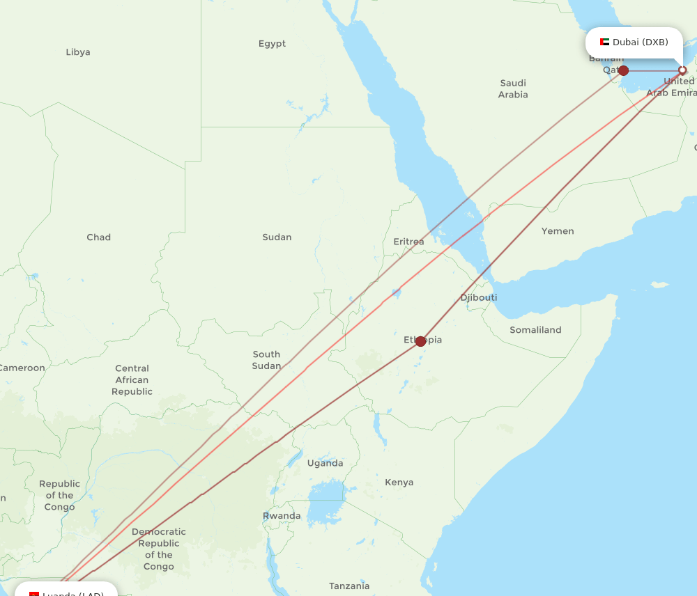 LAD-DXB flight routes