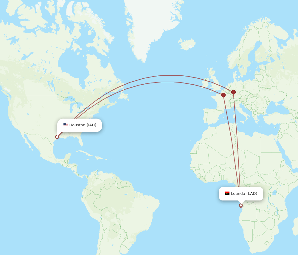IAH to LAD flights and routes map