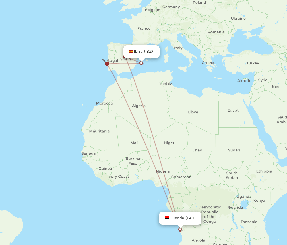 LAD-IBZ flight routes