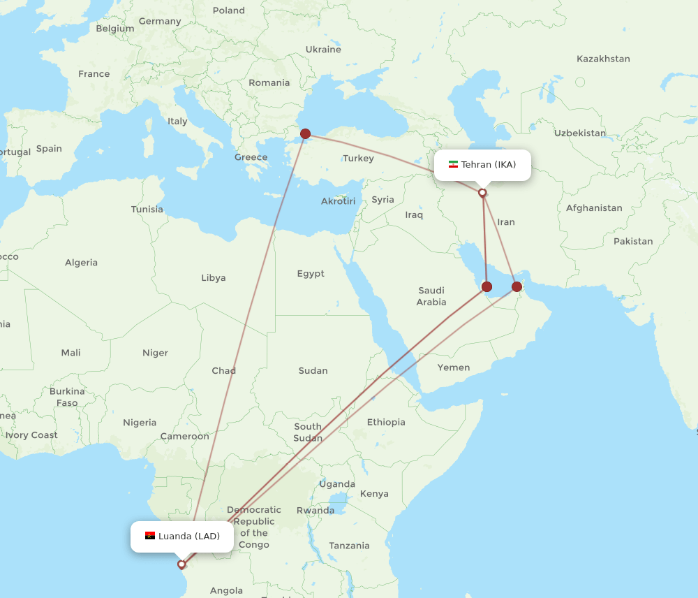 LAD-IKA flight routes