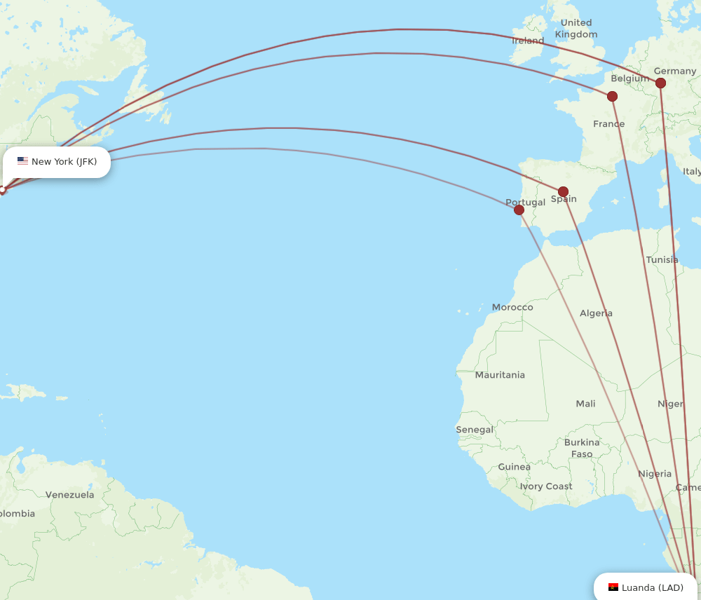 LAD-JFK flight routes