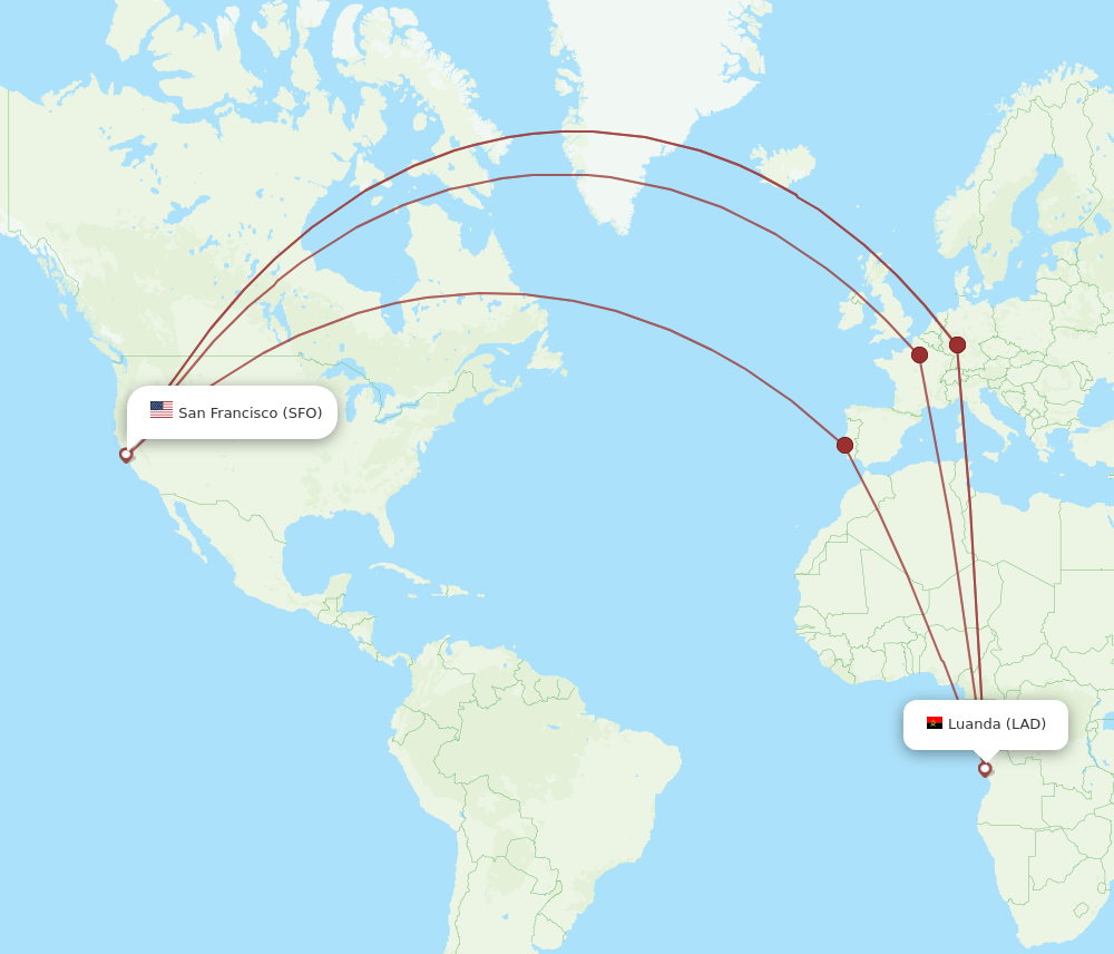 LAD-SFO flight routes