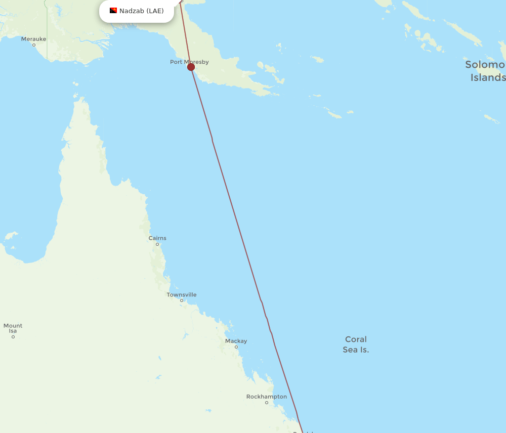LAE-BNE flight routes