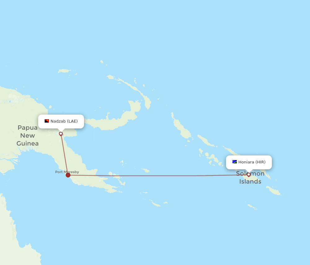LAE to HIR flights and routes map
