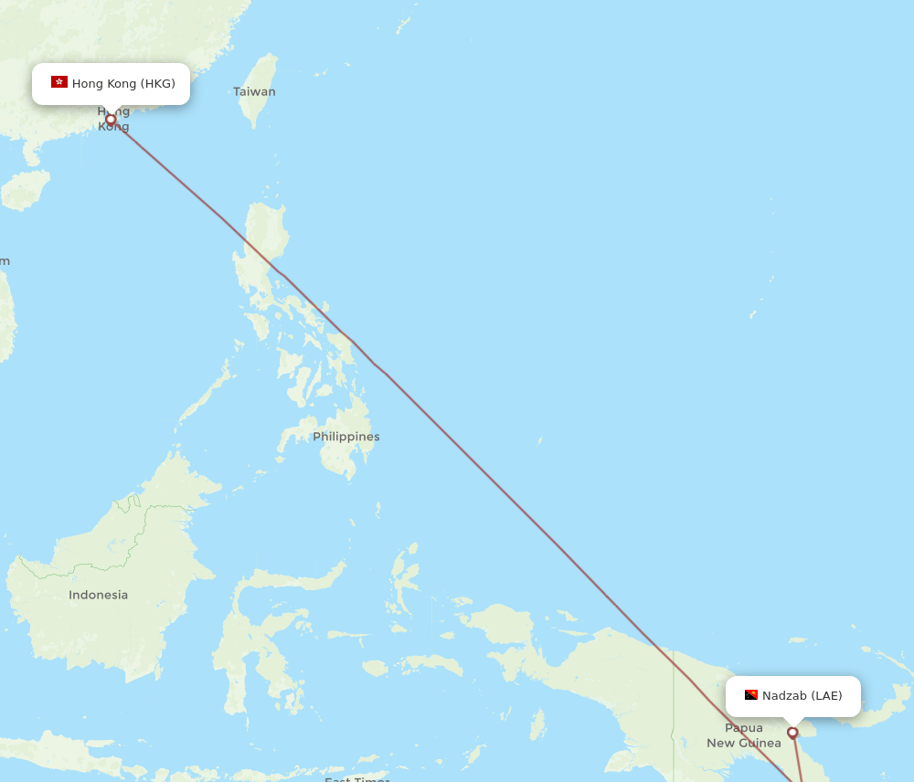 LAE-HKG flight routes