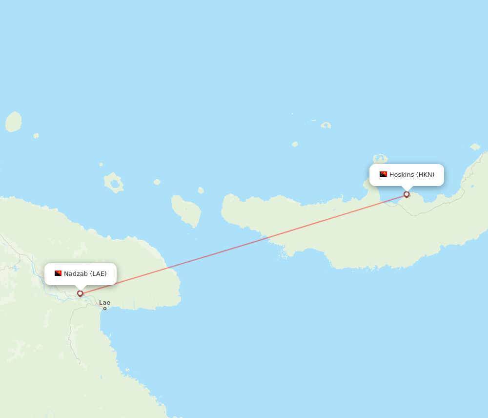 Lae - Hoskins route map and flight paths