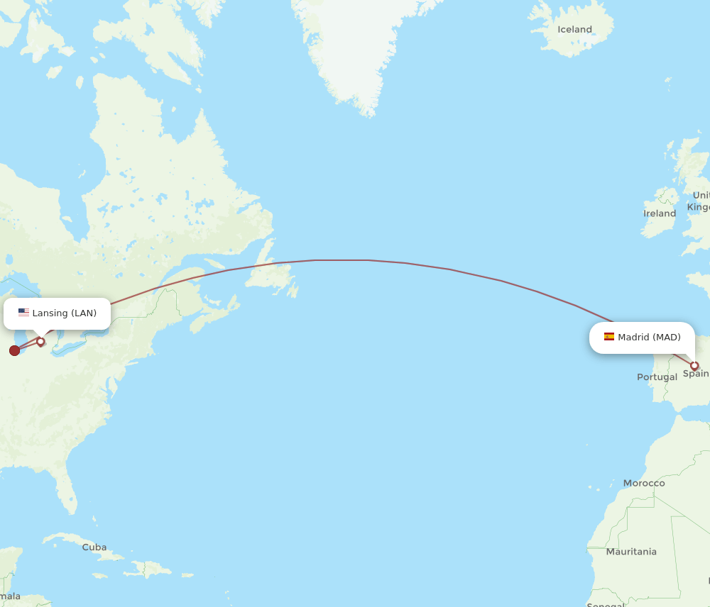 LAN-MAD flight routes