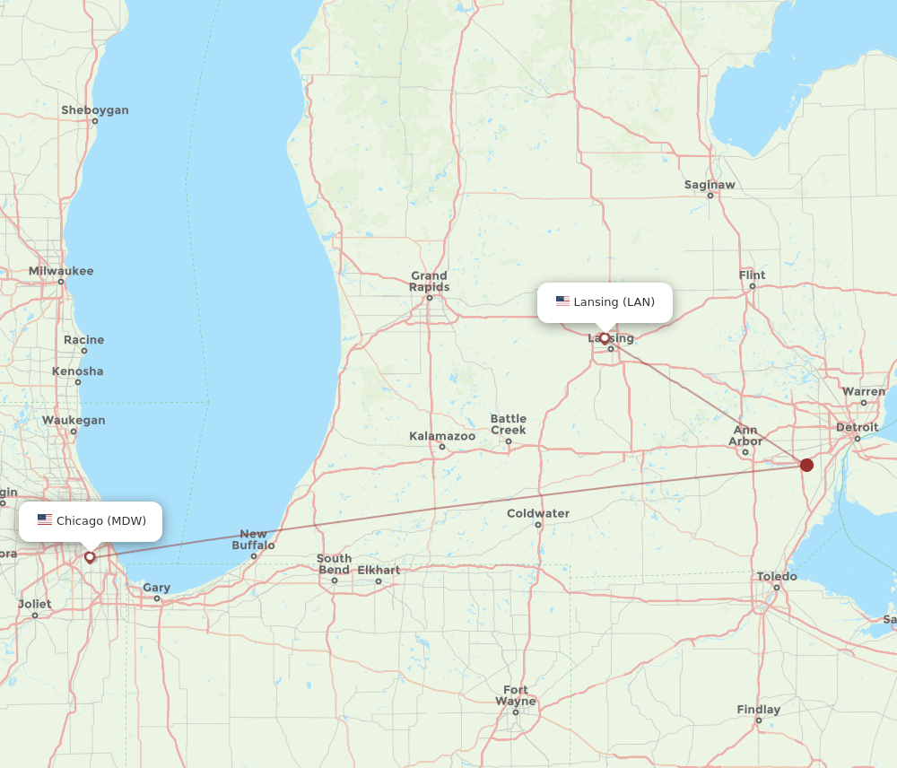 LAN-MDW flight routes