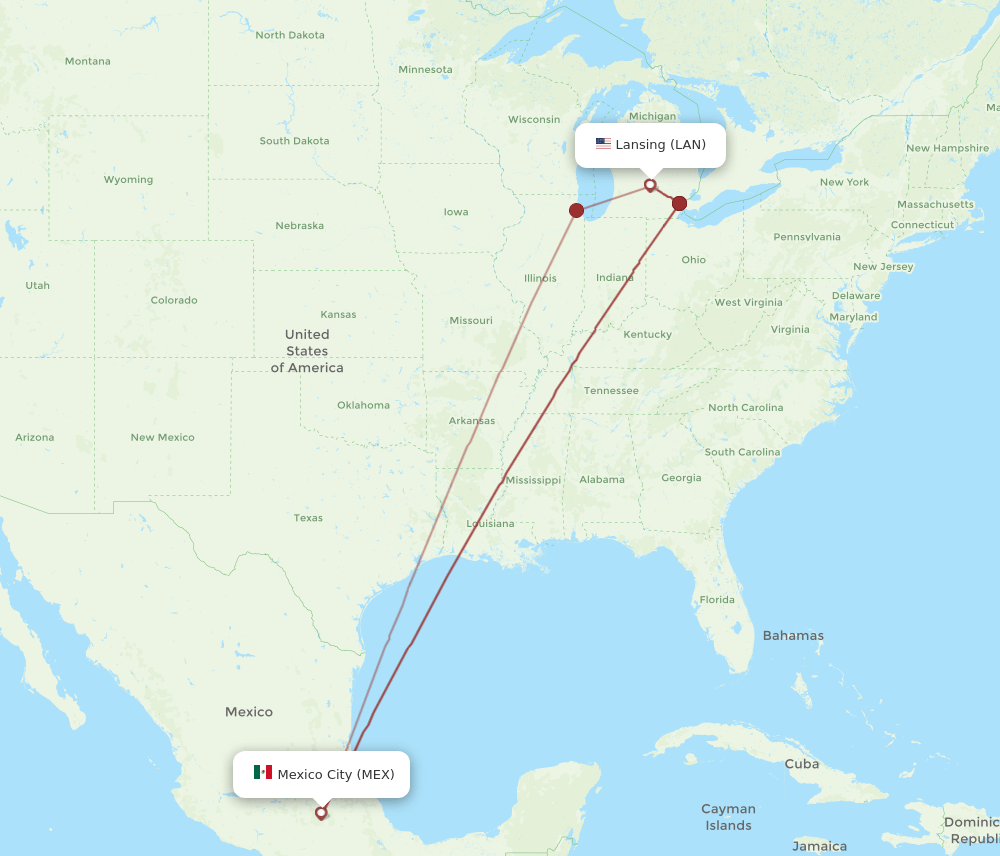 LAN-MEX flight routes