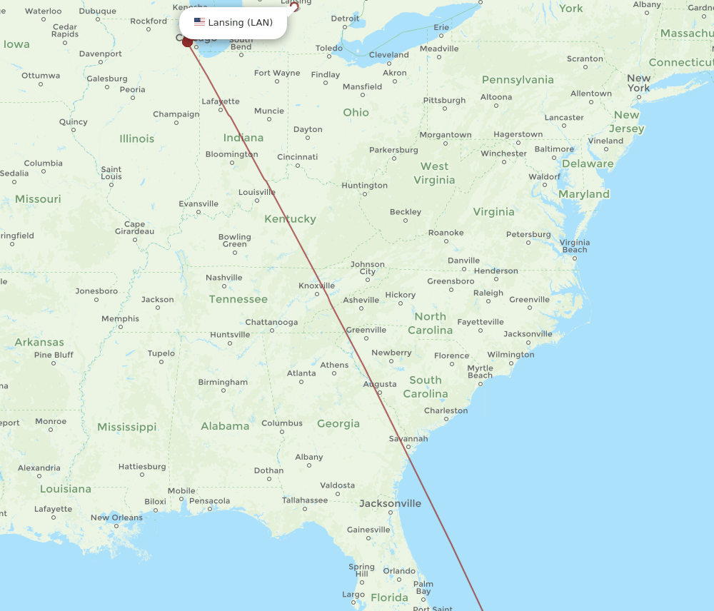 LAN to NAS flights and routes map