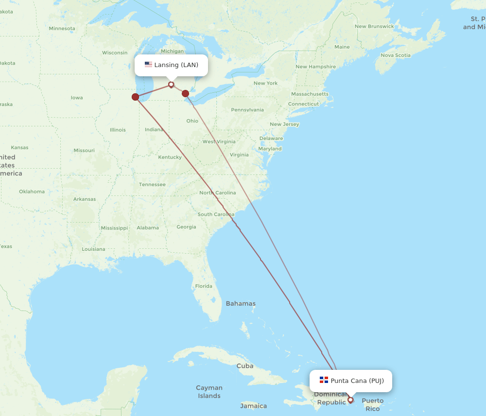 LAN-PUJ flight routes