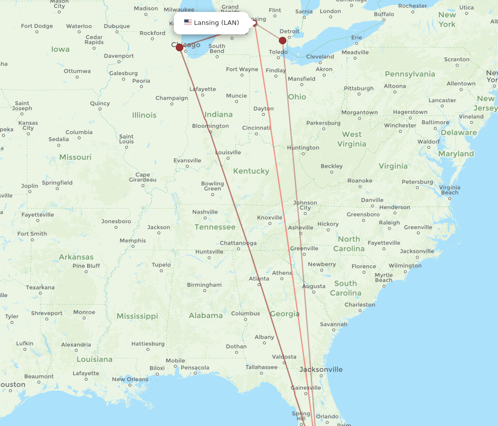 LAN-RSW flight routes