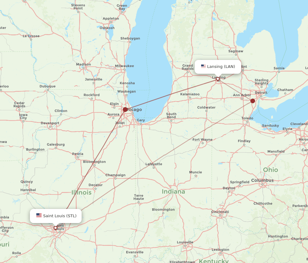 LAN-STL flight routes