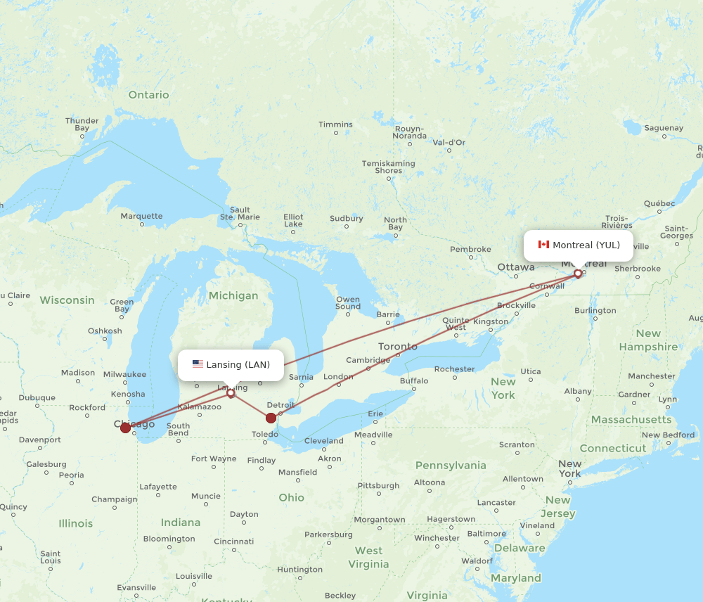 LAN-YUL flight routes