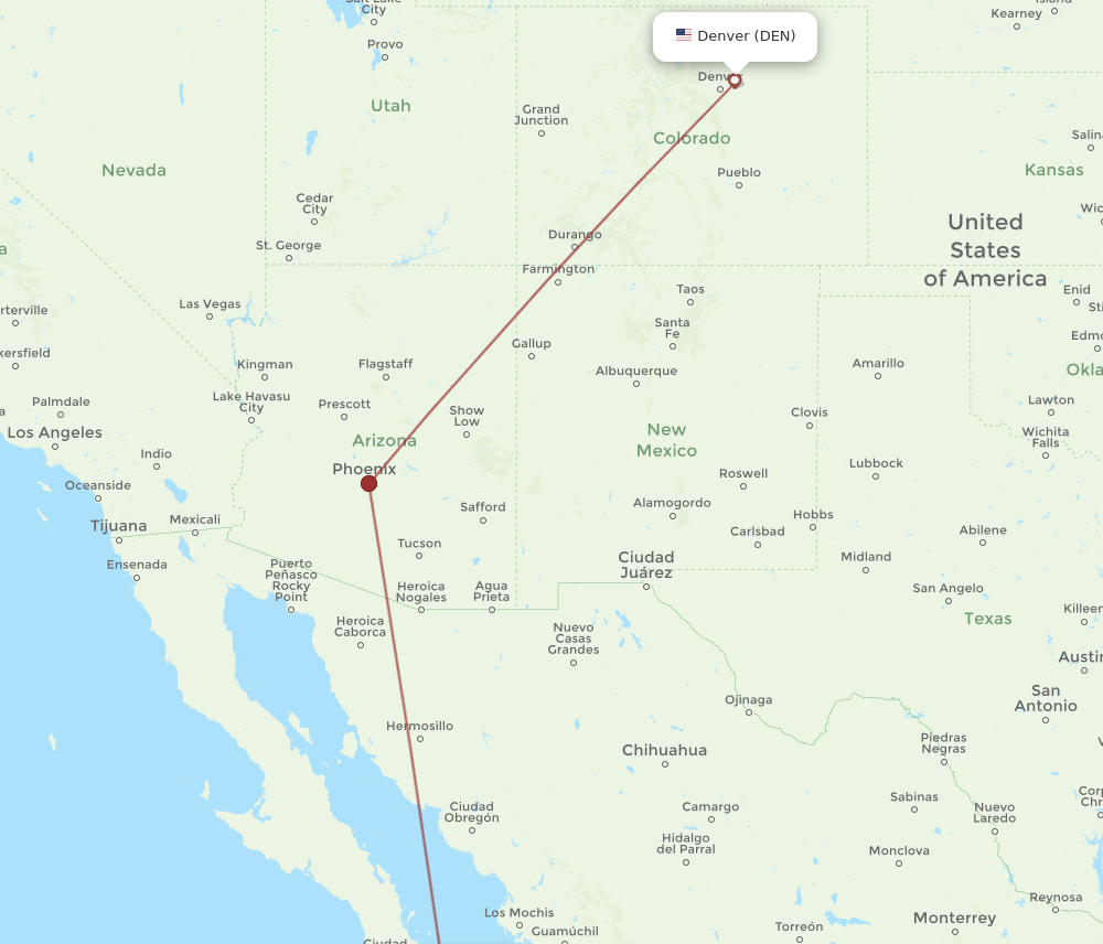 LAP-DEN flight routes