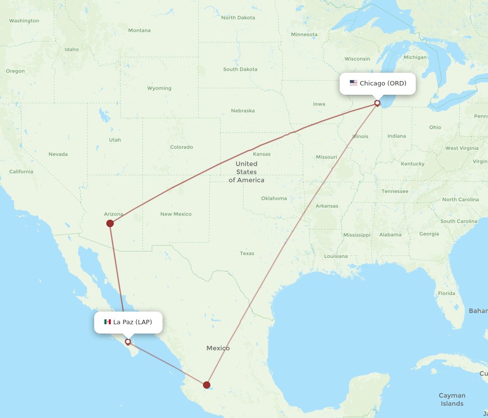 LAP-ORD flight routes