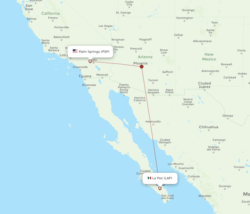 LAP to PSP flights and routes map