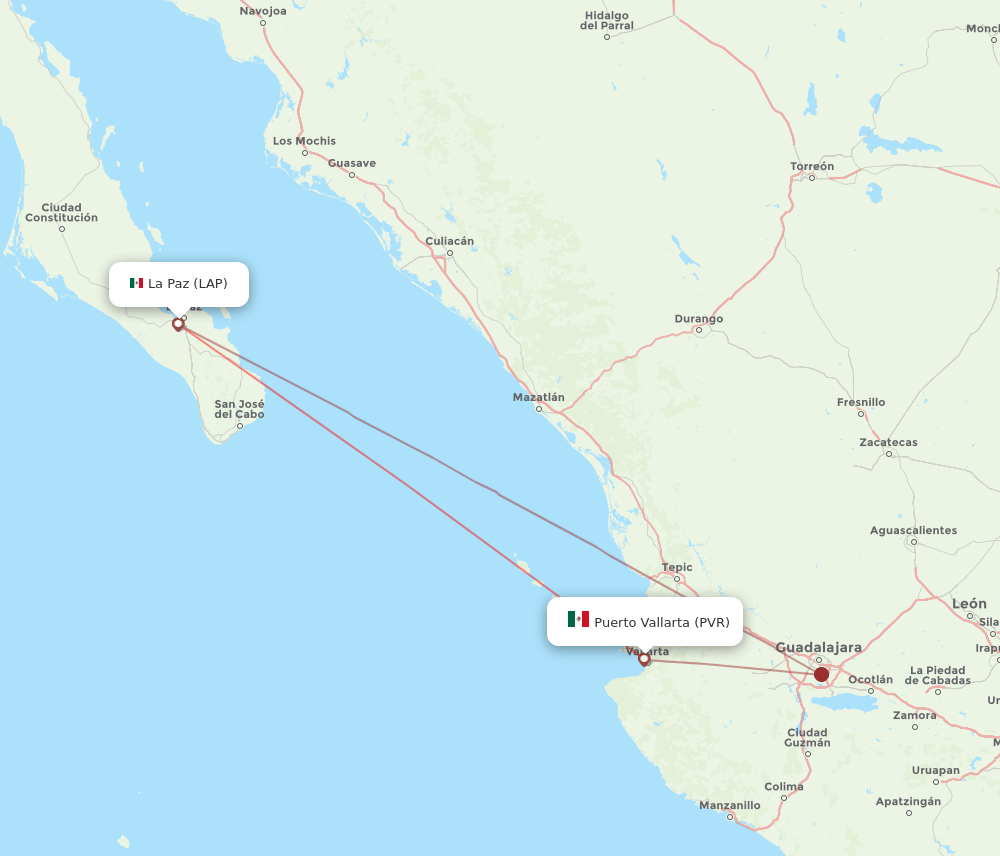 LAP to PVR flights and routes map