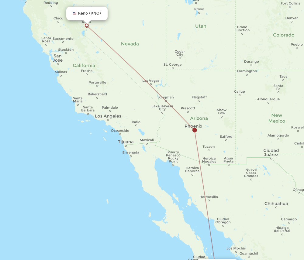 LAP-RNO flight routes