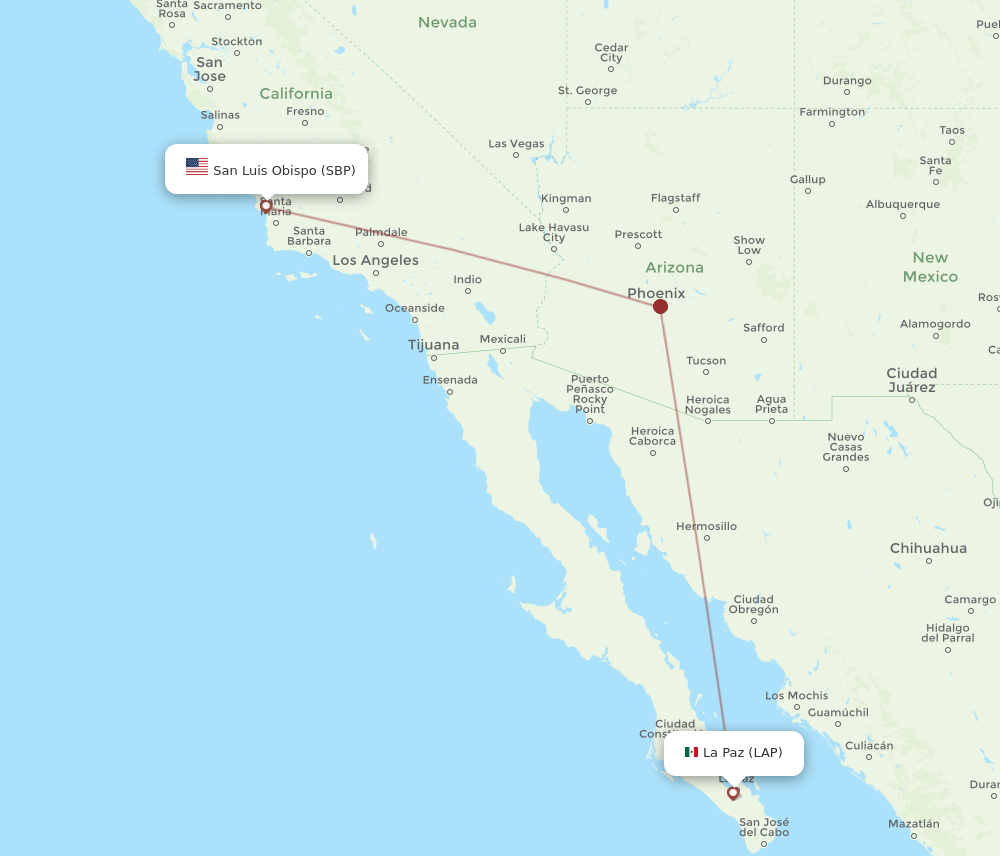 LAP to SBP flights and routes map