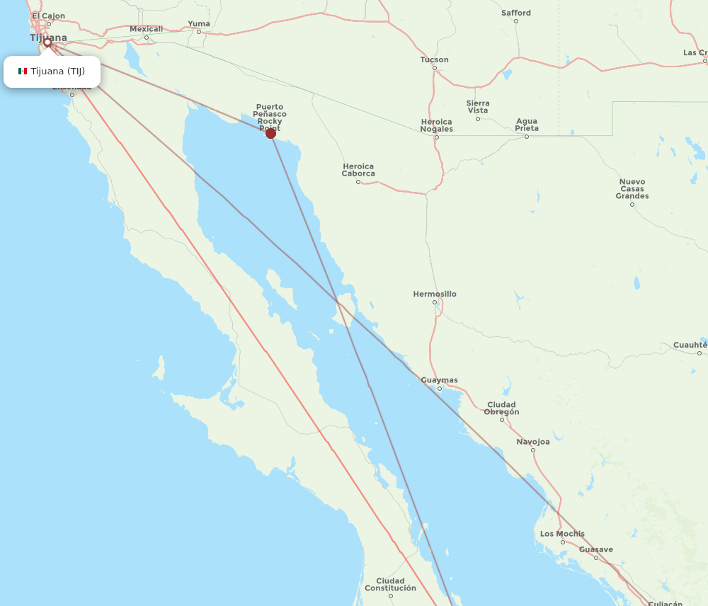 LAP to TIJ flights and routes map