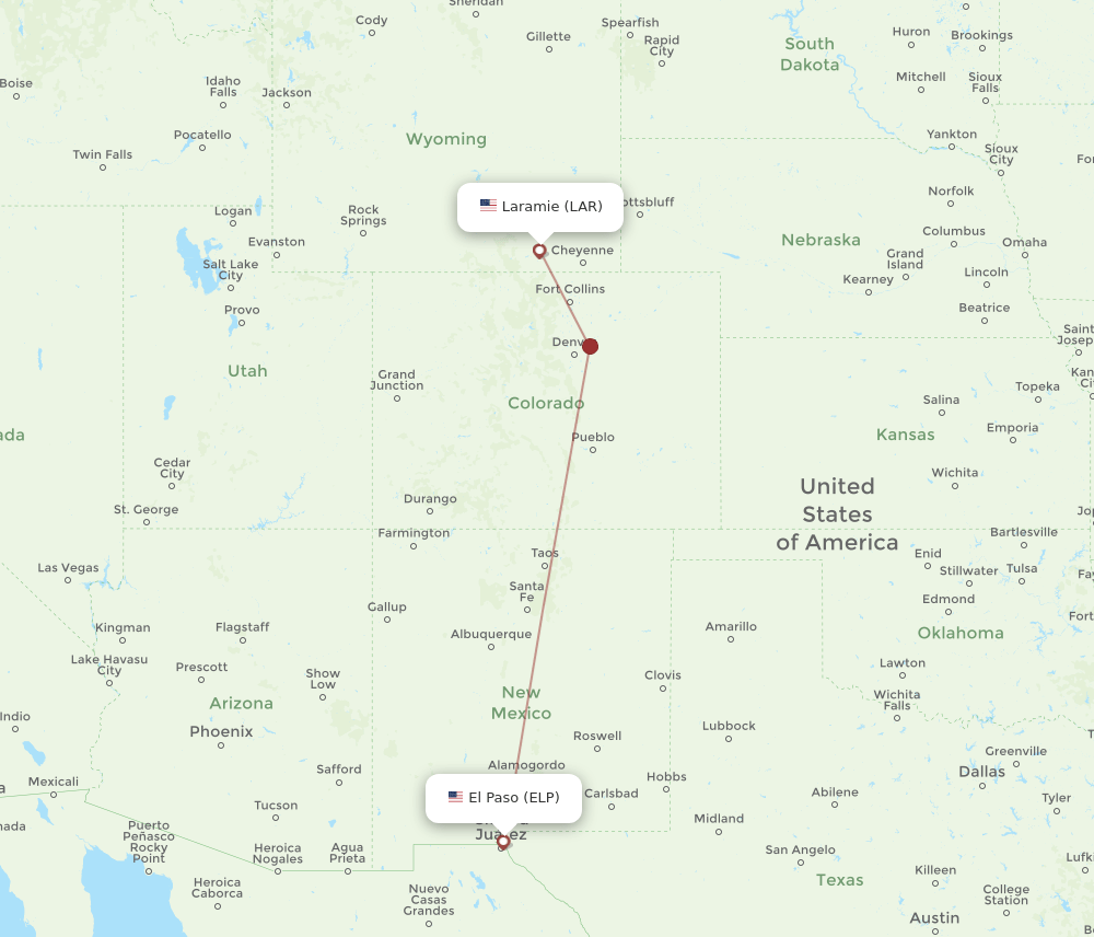 LAR-ELP flight routes