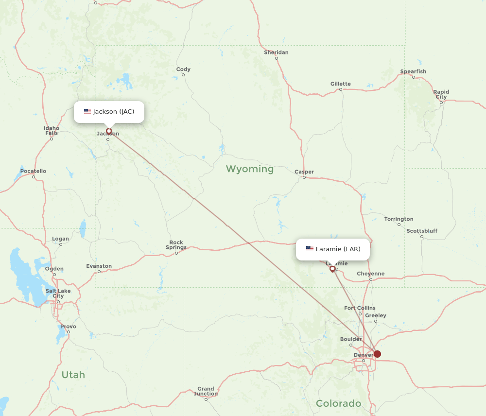 LAR to JAC flights and routes map
