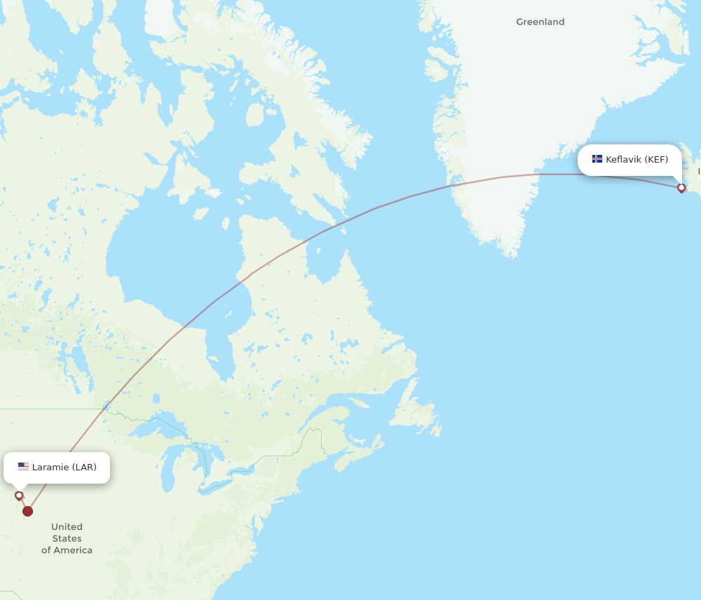 LAR-KEF flight routes