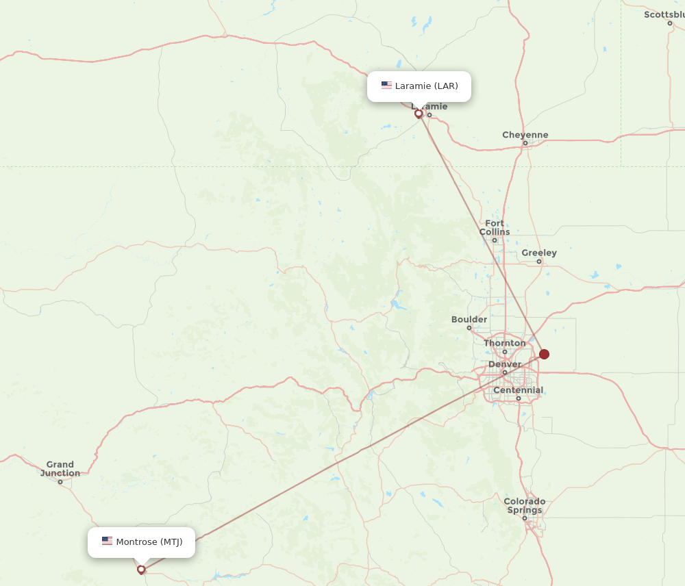 LAR to MTJ flights and routes map
