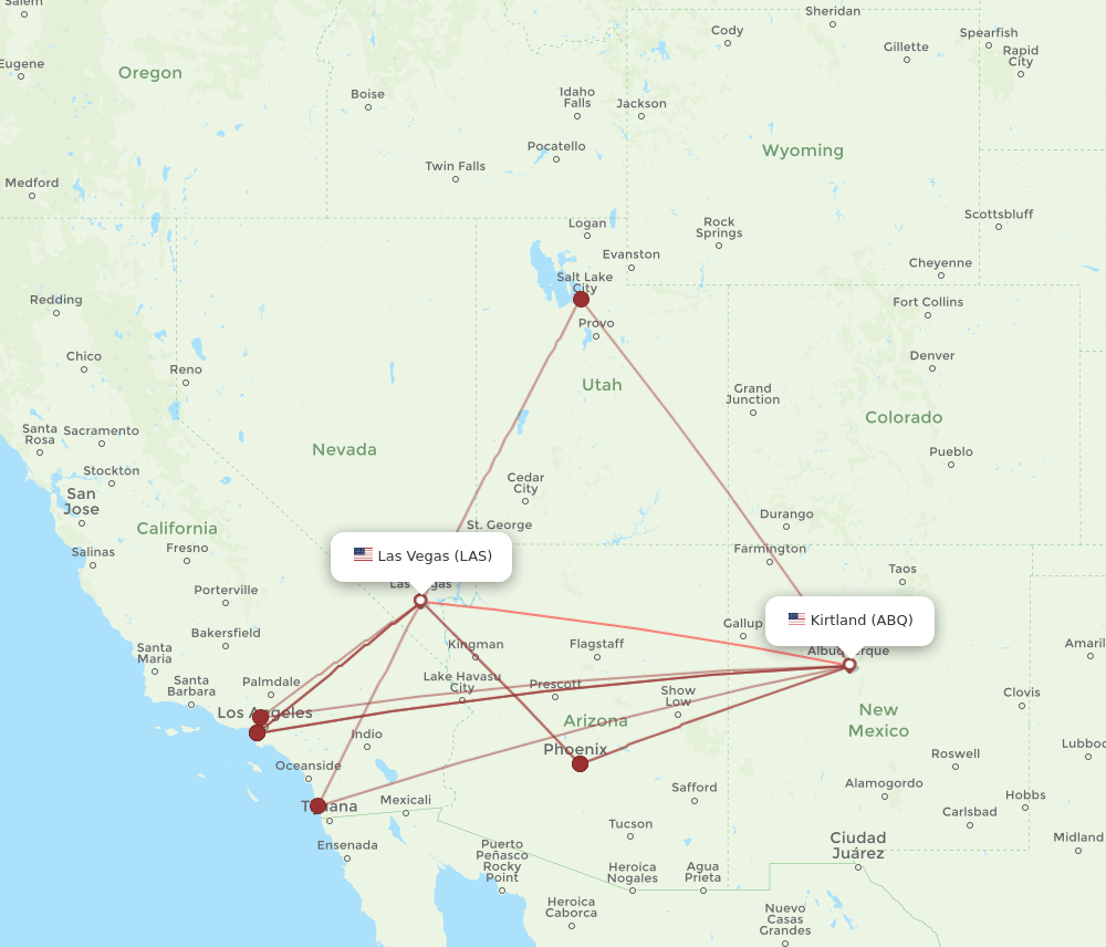 LAS-ABQ flight routes