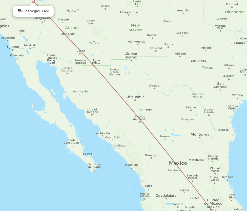 LAS to ACA flights and routes map
