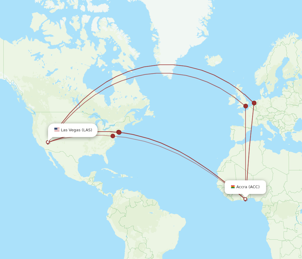 LAS-ACC flight routes