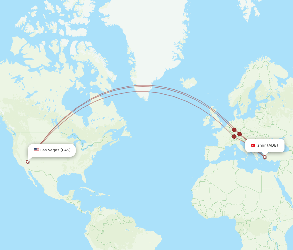 LAS-ADB flight routes