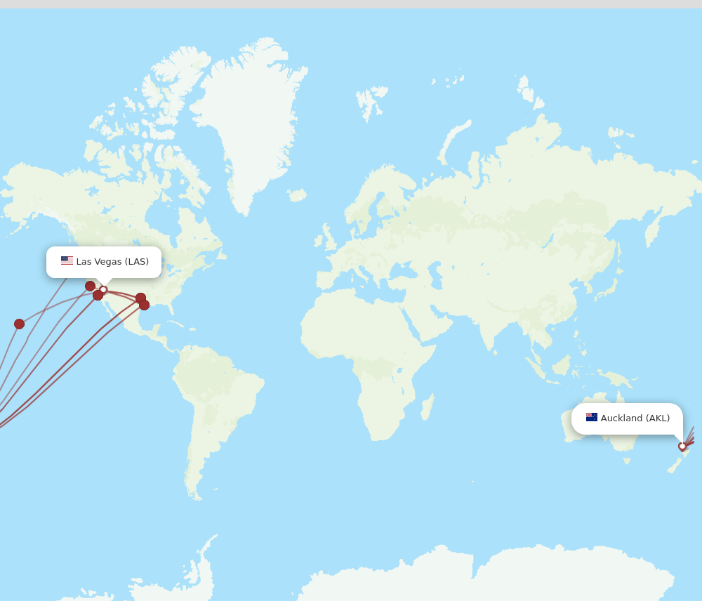 LAS-AKL flight routes