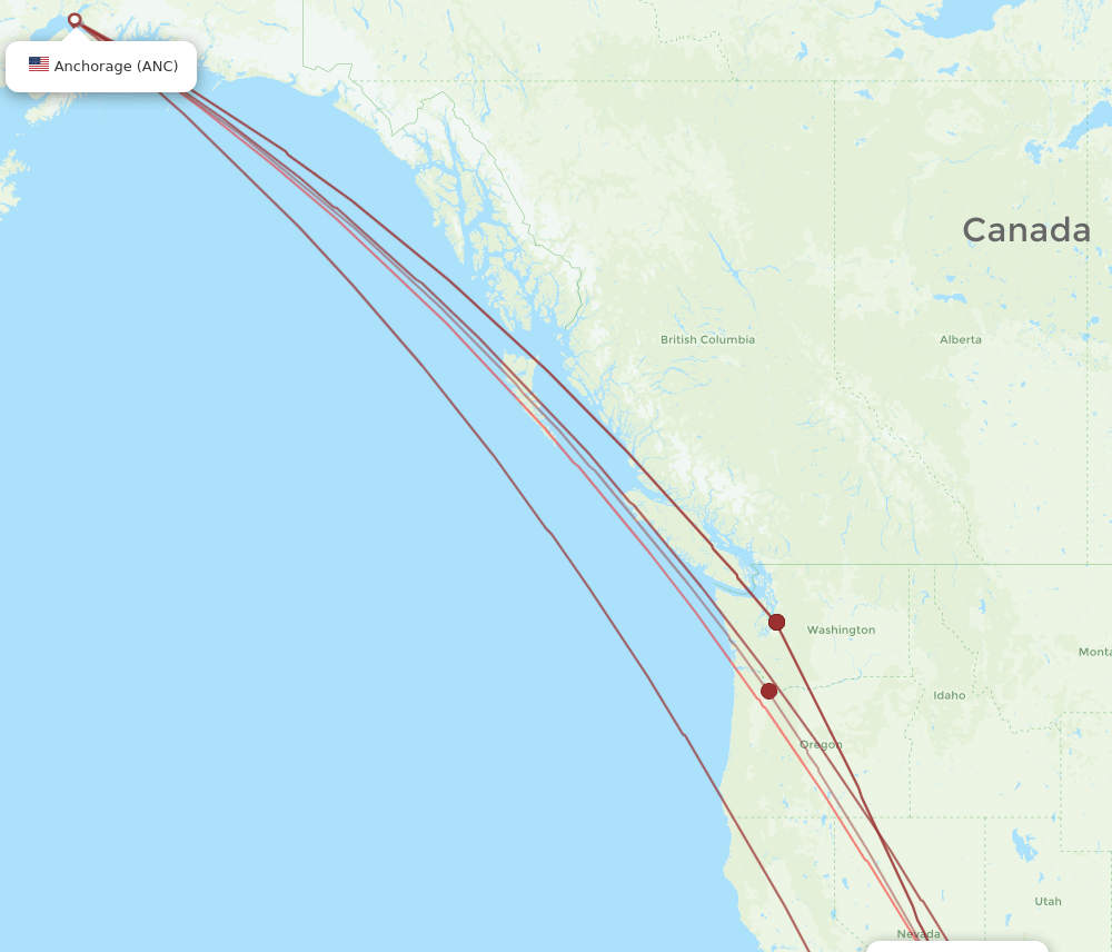 LAS to ANC flights and routes map