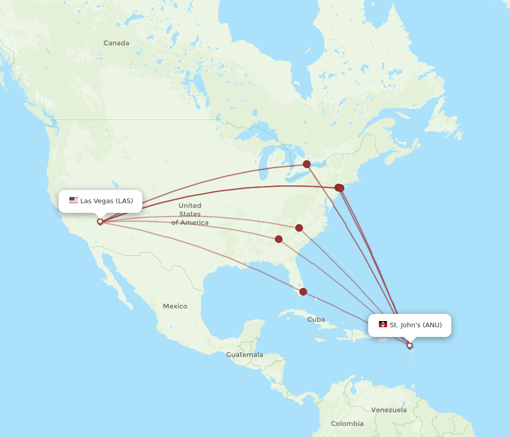 LAS-ANU flight routes