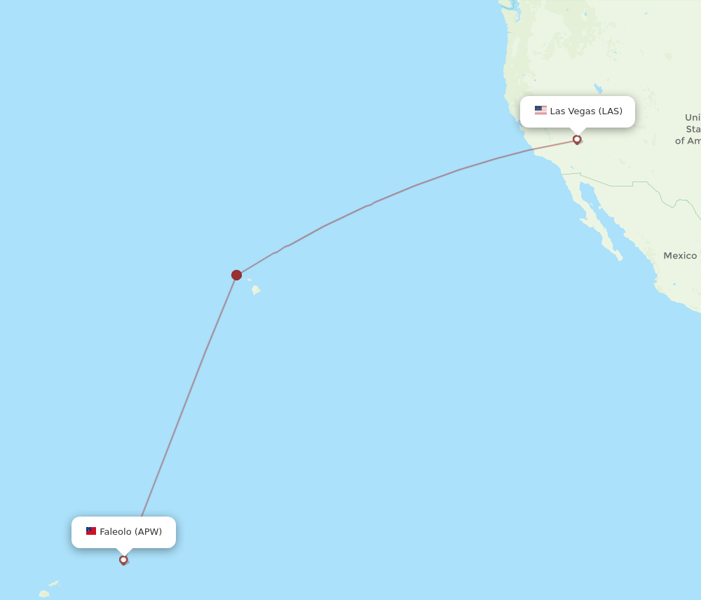 Apia - Las Vegas route map and flight paths