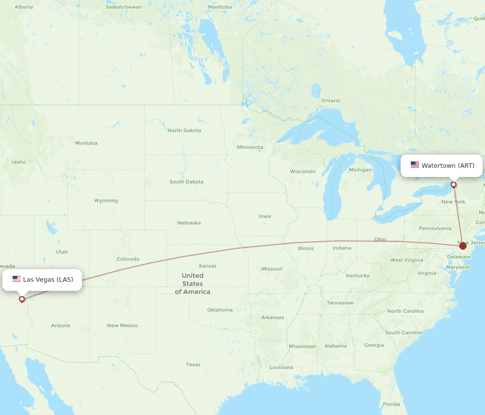 Flights from Las Vegas to Watertown, to ART - Flight Routes