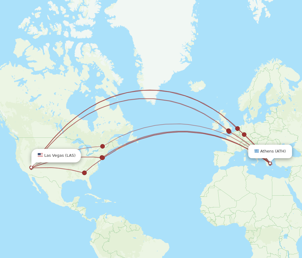 LAS-ATH flight routes