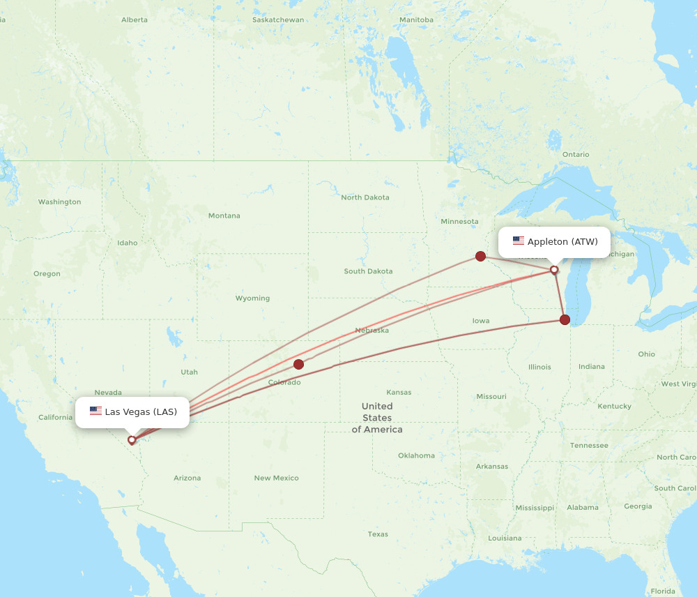 LAS-ATW flight routes